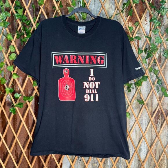 Vintage y2k warning i do not dial 911 target practice tshirt - Picture 1 of 4